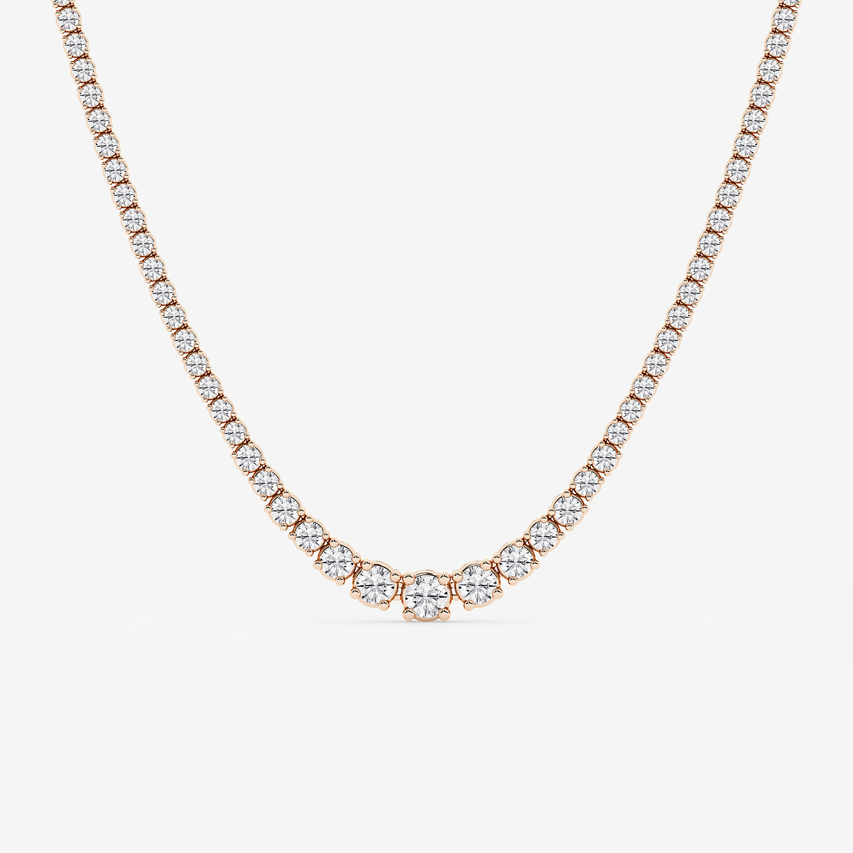 10 ctw Round Lab Grown Diamond Four Prong Graduated Tennis Necklace